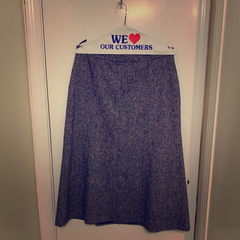 H&M black and white wool blend long skirt